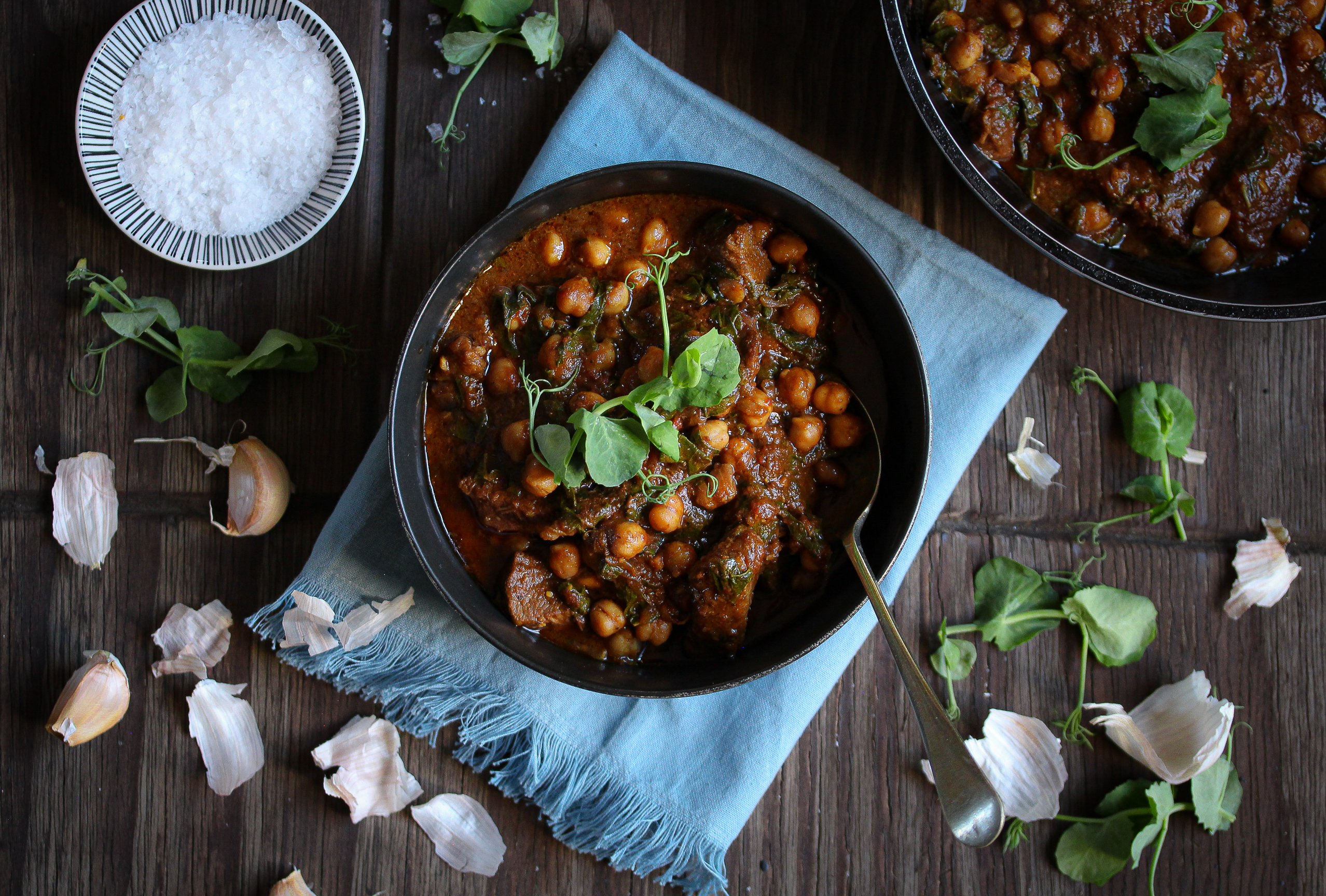 Moroccan Beef Stew with Chickpeas and Spinach
