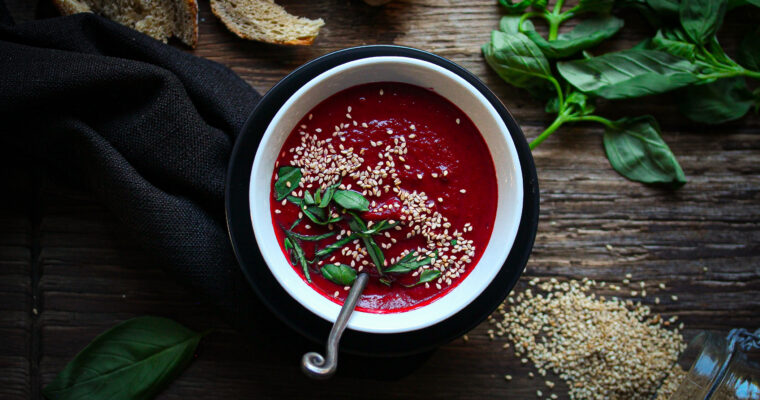 An Earthy Beetroot, Sweet Potato and Basil Soup