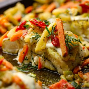 Baked Fish with Dill Sauce